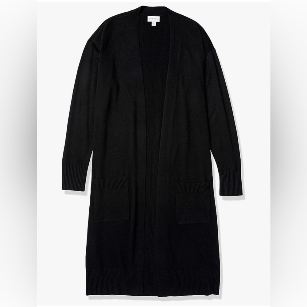 The Drop Womens Daisy Long Cardigan Sweater black XXL
